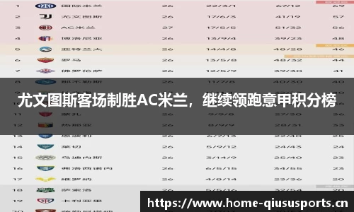 尤文图斯客场制胜AC米兰，继续领跑意甲积分榜
